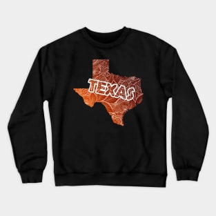 Colorful mandala art map of Texas with text in brown and orange Crewneck Sweatshirt